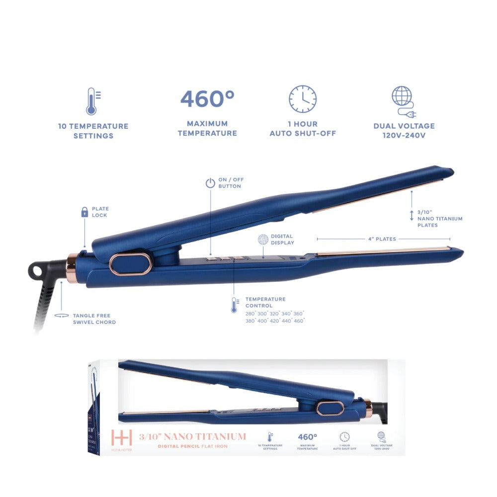 3/10" Nano Titanium Digital Pencil Flat Iron [Blue] #5938
