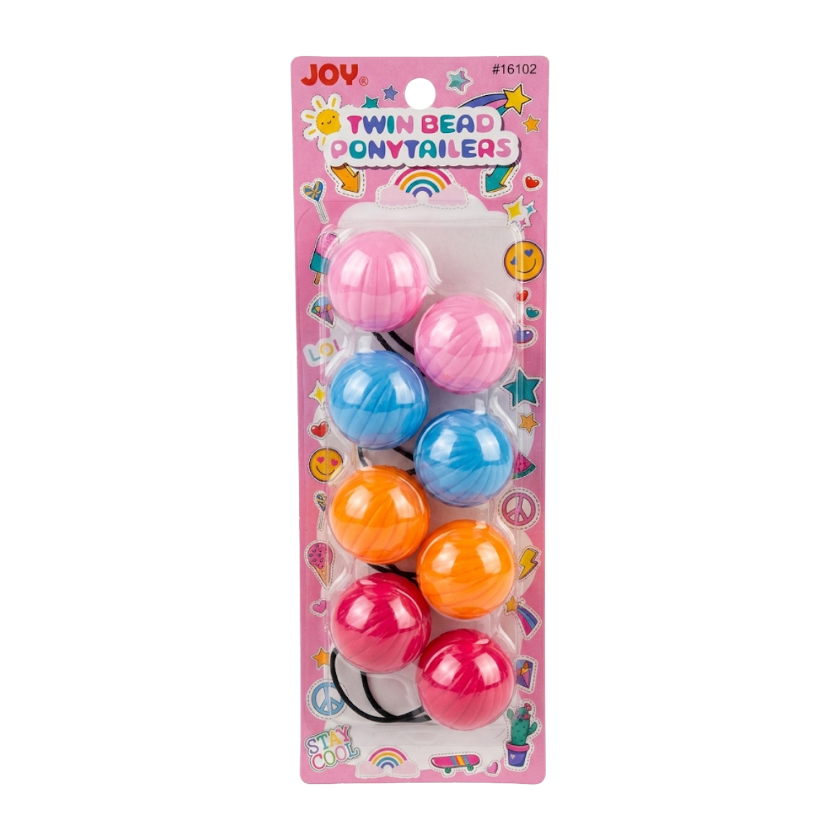 Queue de cheval Joy Twin perles 40 mm [Couleurs assorties] #16102
