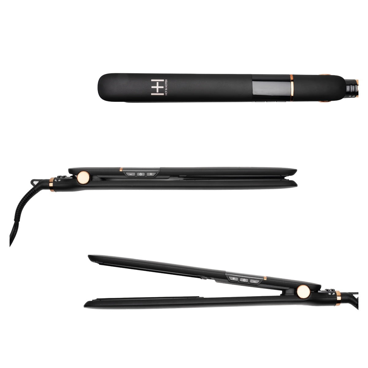 ANNIE #05897 Extra Long Ceramic Plate Digital Flat Iron 1” [Black]