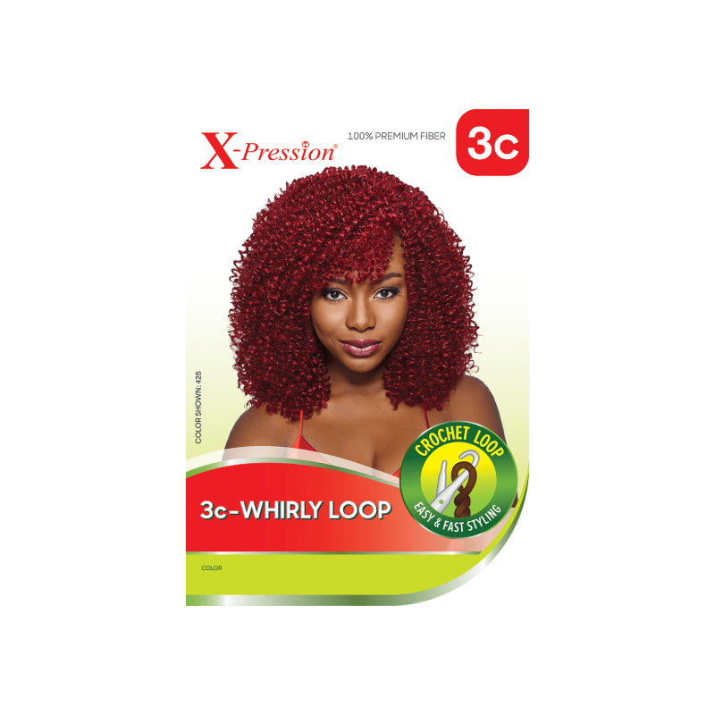 OUTRE 3C whirly loop braiding hair in rich burgundy with tight curls for easy crochet styling