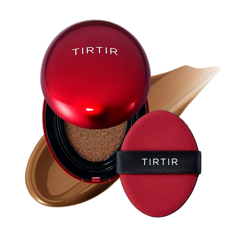 TIRTIR Mask Fit Red Cushion foundation compact with applicator sponge and foundation swatch