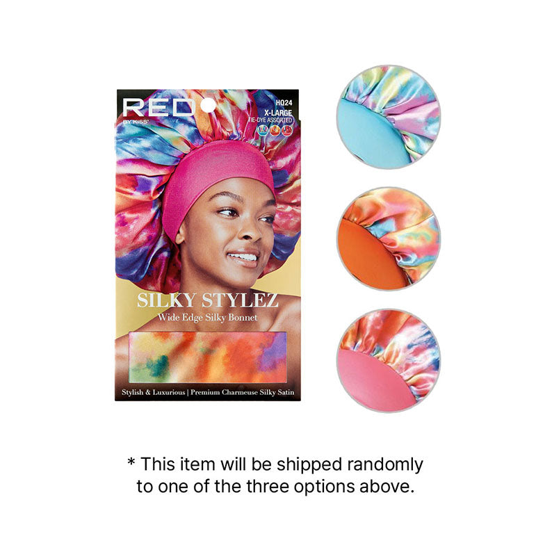 #Hq24 Silky Stylez Bonnet soyeux à bords larges [X Large] [Teinture tie-dye assortie]