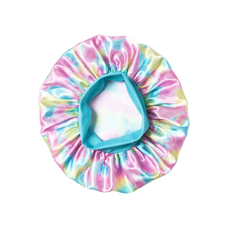 #Hq24 Silky Stylez Bonnet soyeux à bords larges [X Large] [Teinture tie-dye assortie]