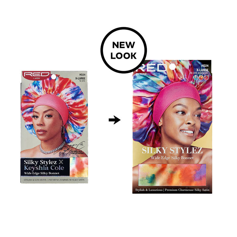 #Hq24 Silky Stylez Bonnet soyeux à bords larges [X Large] [Teinture tie-dye assortie]