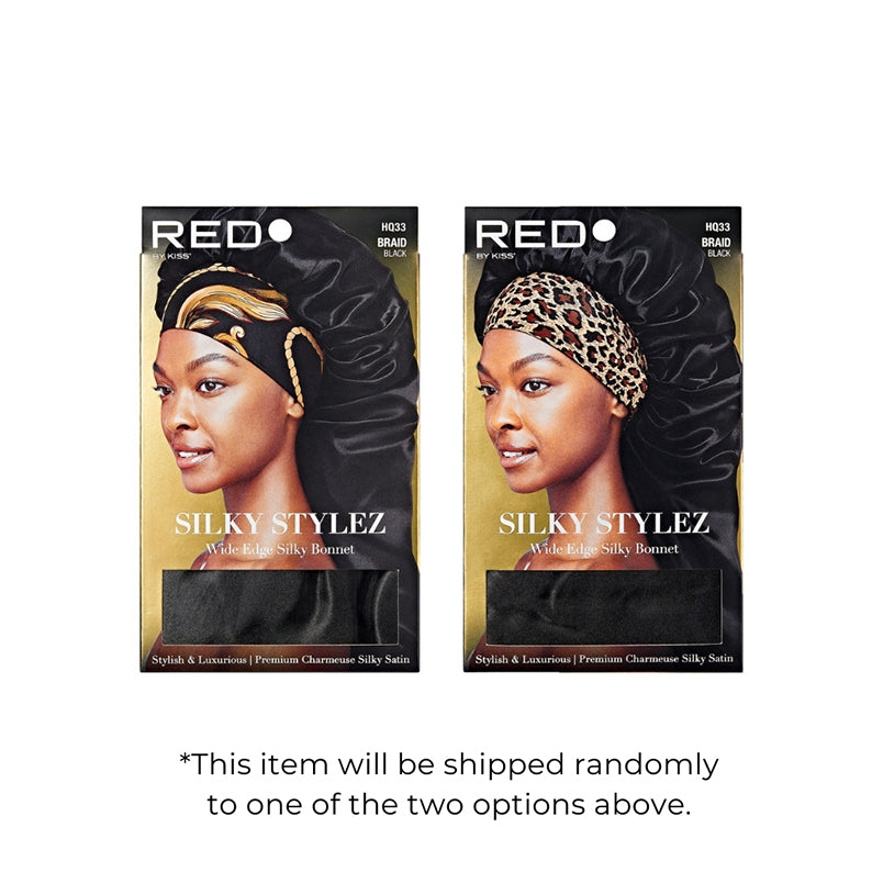 Bonnet tressé soyeux à larges bords Silky Stylez [Super Jumbo] [Noir] [Bande assortie] #Hq33