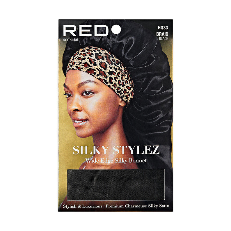 Bonnet tressé soyeux à larges bords Silky Stylez [Super Jumbo] [Noir] [Bande assortie] #Hq33