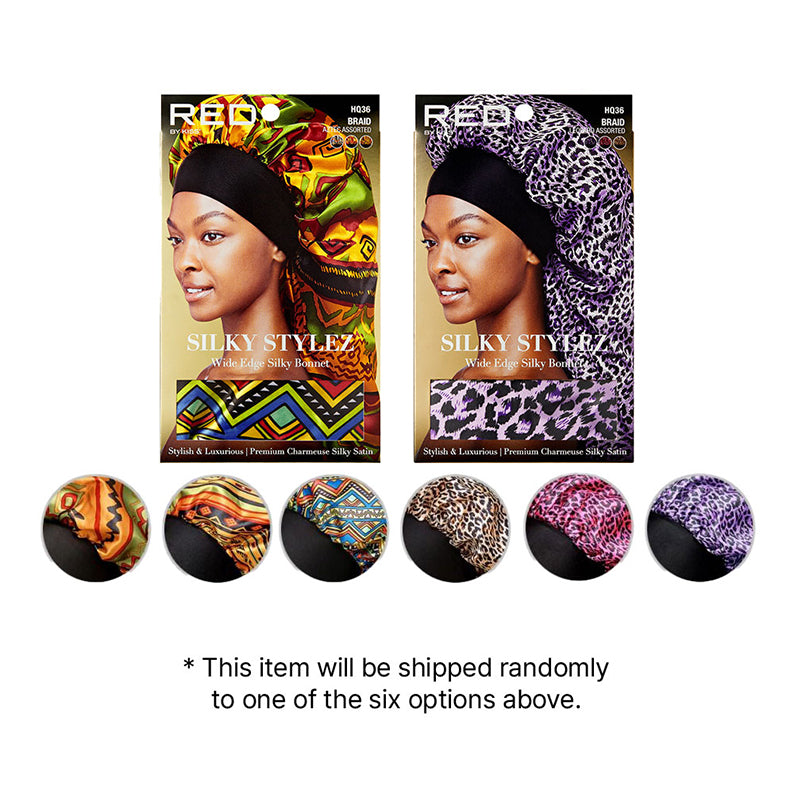 Bonnet soyeux à larges bords tressés Silky Stylez [Super Jumbo] [Léopard assorti] #Hq36