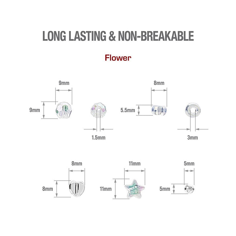 Perles pour cheveux de luxe en forme de cœur et d'étoile, 32 pièces [formes assorties] [transparent] #Ha82