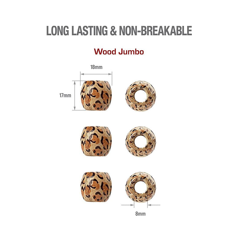 Perles en bois pour cheveux jumbo 12 pièces [Leopard] #Ha73
