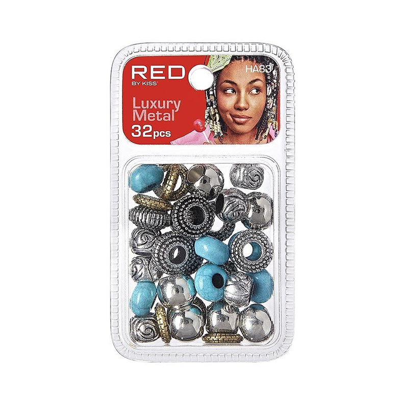 Lot de 32 perles de cheveux en métal de luxe [formes et couleurs assorties] #Ha83