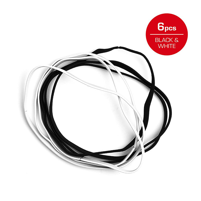 #Heb35 Bandeau de sport élastique 10 mm, 6 pièces [noir et blanc]