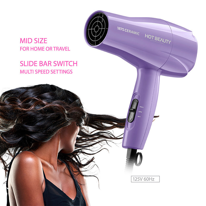 Sèche-cheveux Puissant à Séchage Rapide Hot Beauty 1875-Céramique [Purple] #Hbd03