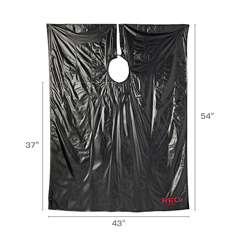 RED BEAUTY by KISS black shampoo cape disposable salon cape with round neck opening 43 by 54 inches
