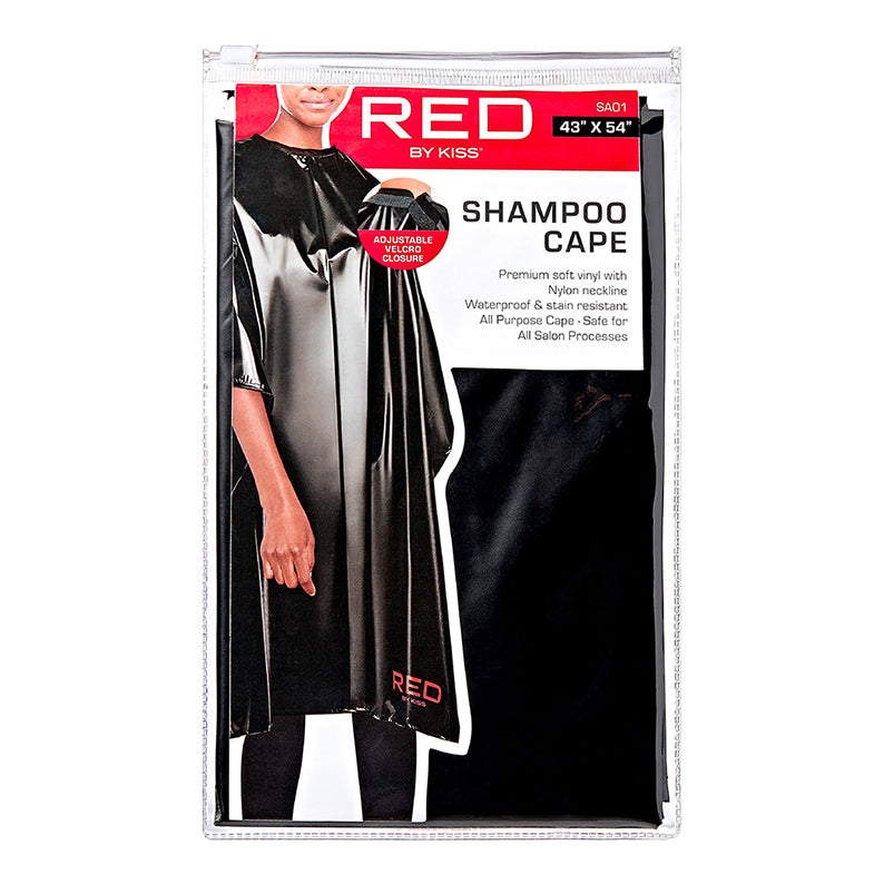 RED BEAUTY by KISS black shampoo cape waterproof vinyl salon cape with adjustable neckline 43 x 54