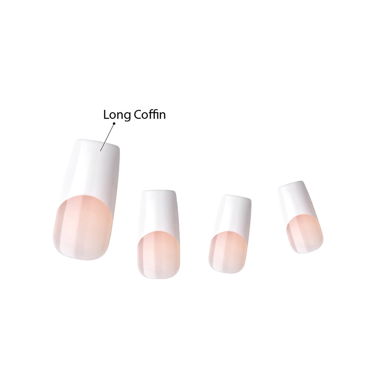 Kiss Salon Acrylic French Wider Fit Nails IVY BEAUTY by KISS long coffin French tip acrylic nails in graduated sizes