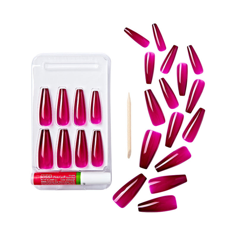 #GJC07 Ongles couleur gelée pour doigts dorés 24 pièces