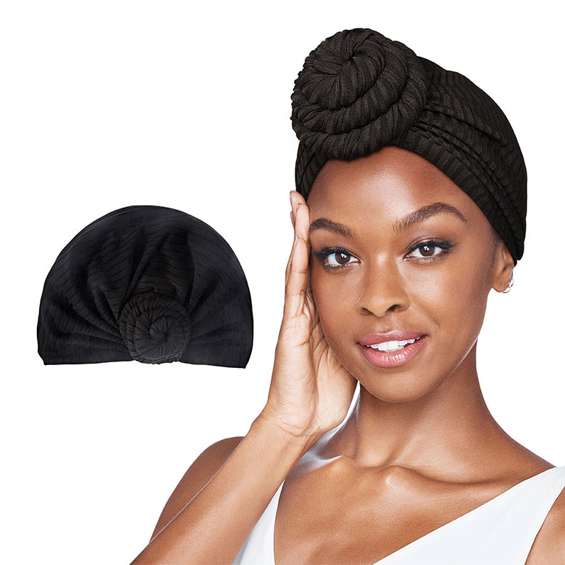 Turban pré-noué Glamour Premium [Noir] #Hq401