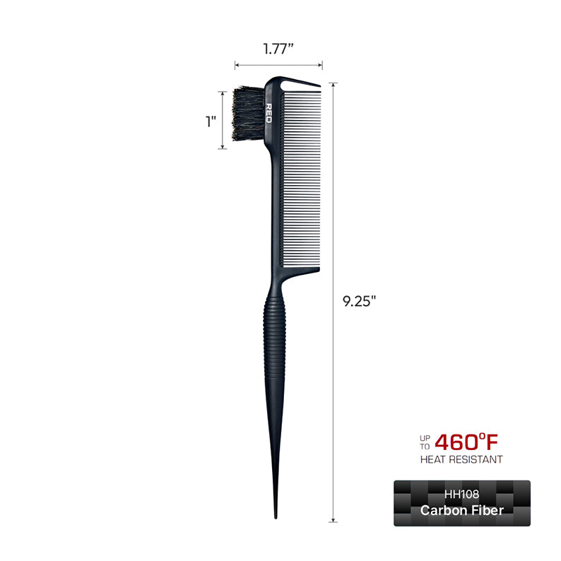 #Hh108 Peigne de séparation et de coupe 3 en 1 100 % poils de sanglier [fibre de carbone] [queue de rat]