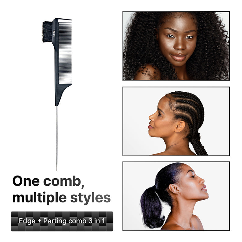 #Hh109 Peigne de séparation et de coupe 3 en 1 100 % poils de sanglier [fibre de carbone] [queue d'épingle]