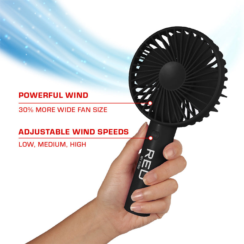 RED by KISS Portable Handheld Rechargerable Beauty Fan [BLACK] #FAN02