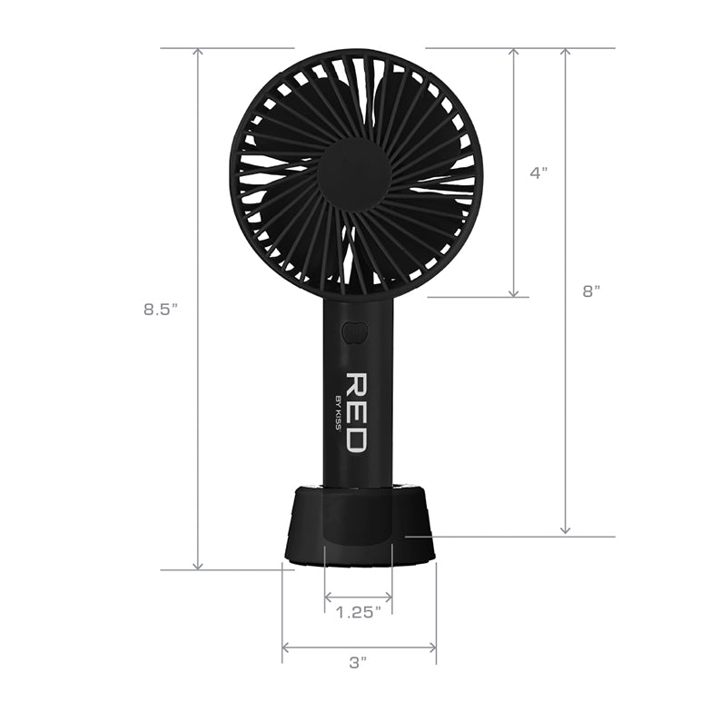 RED by KISS Portable Handheld Rechargerable Beauty Fan [BLACK] #FAN02