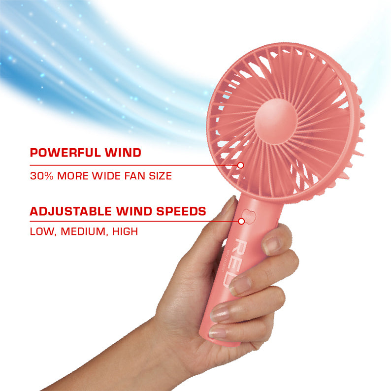 RED by KISS Portable Handheld Rechargerable Beauty Fan [PINK] #FAN04