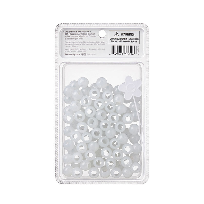 #Ha112 Perles pour cheveux phosphorescentes [X Large] [Blanc]