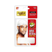 Durag soyeux et brillant traité à l'huile de coco de qualité supérieure avec longue queue #21101 [Blanc]