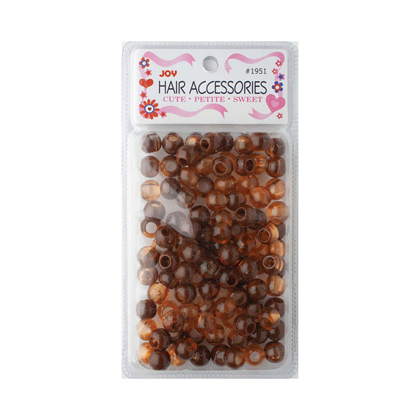 ANNIE large 2-tone hair beads pack brown amber translucent plastic beads for braids ponytails and styling