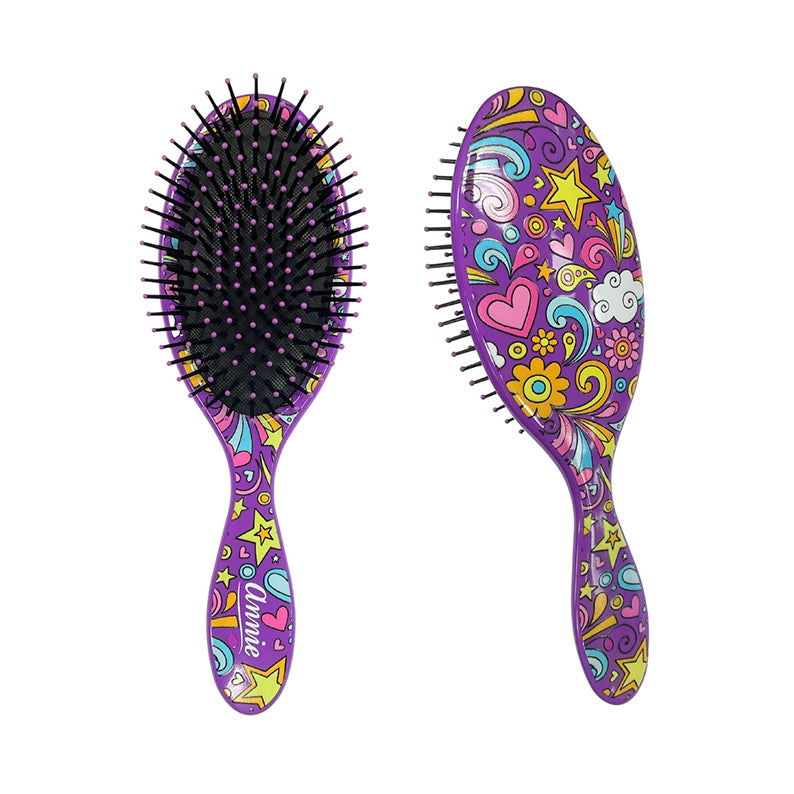 ANNIE #02247 Detangling Round Paddle Brush [PURPLE STARLIGHT]