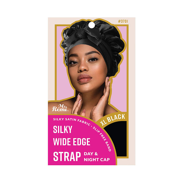 Silky Wide Edge Strap Day & Night Cap [XL] [Black] #3701