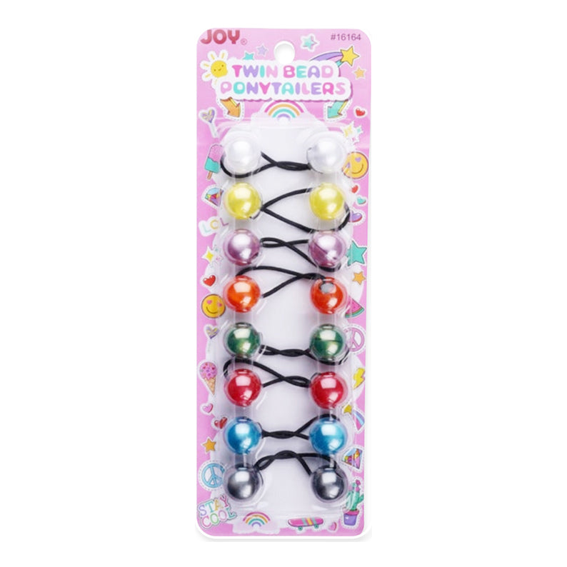 ANNIE JOY #16164 Twin Beads Ponytailer 20mm 8ct [PEARL ASSORTED COLOR]