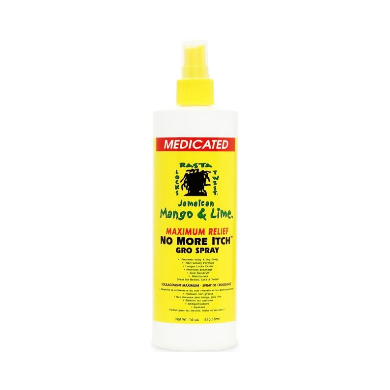 JAMAICAN MANGO & LIME No More Itch Gro Spray, Maximum Relief [Mentholated] 16oz
