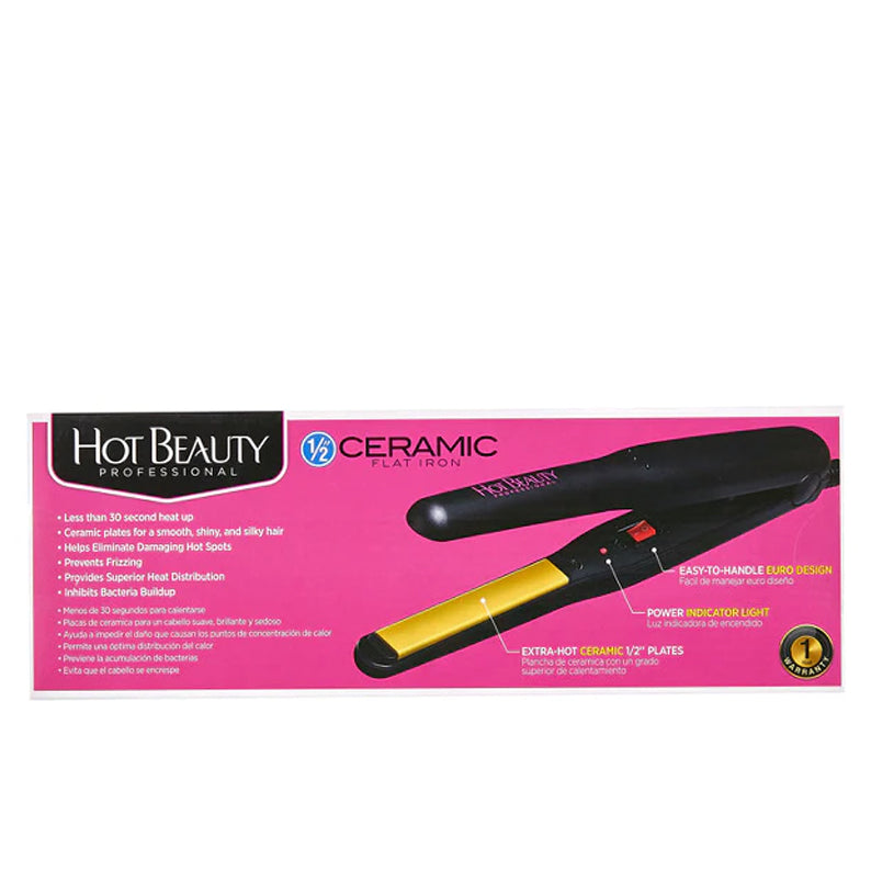 Hot Beauty #Hfi050 Ceramic Flat Iron 1/2"