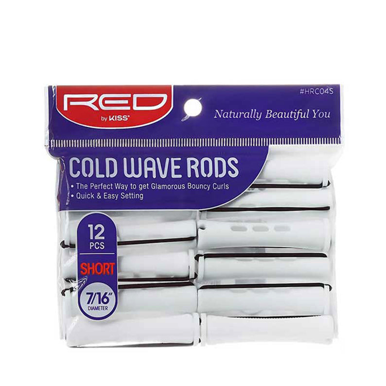 RED BEAUTY by KISS 12 pack seven sixteenth inch white cold wave rods for short hair in packaging