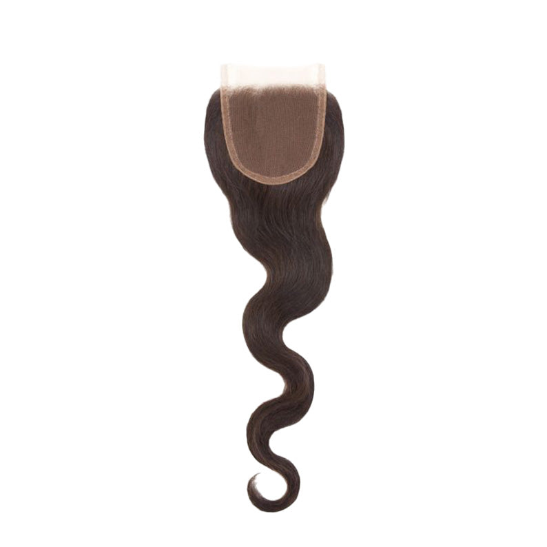 SENSATIONNEL 7A body wave lace closure with natural dark brown wavy hair texture
