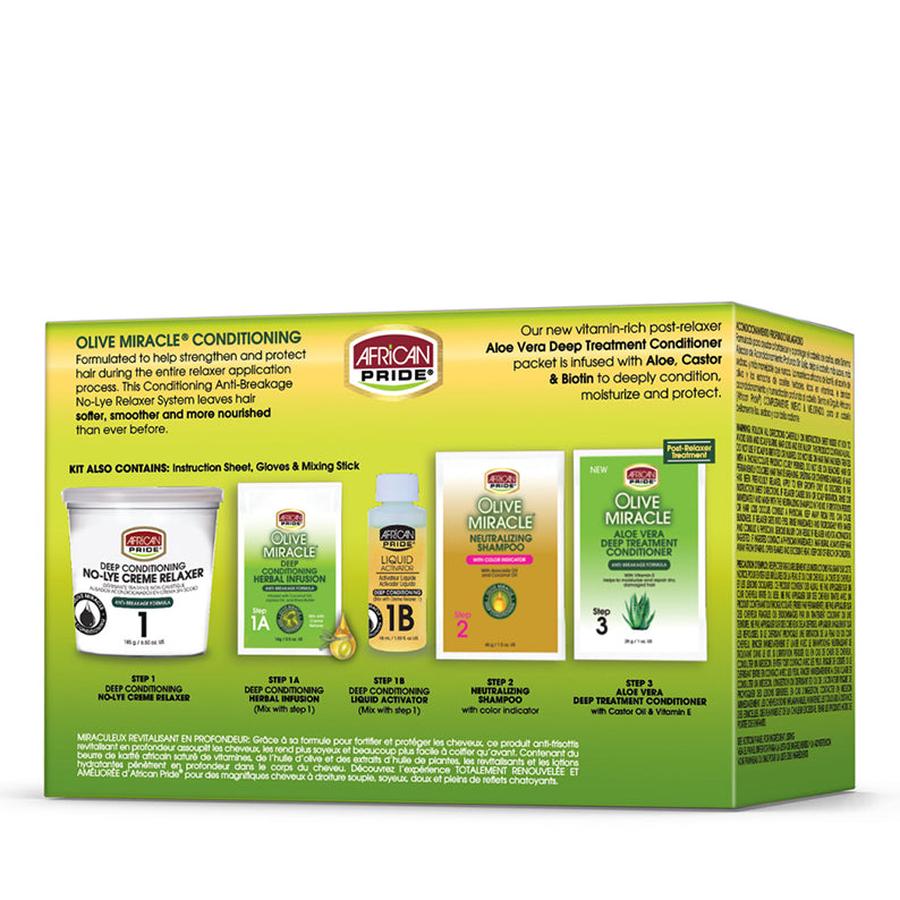 African Pride Olive Miracle Deep Conditioning Anti-Breakage No-Lye Relaxer Kit [Super]