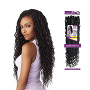 SENSATIONNEL 3-pack 24-inch black wavy braids in instant boho style with model wearing the braids