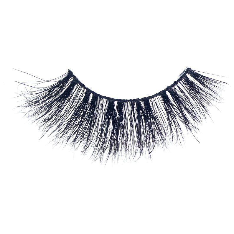 EBIN black wispy false eyelash strip voluminous reusable 3D mink lashes for dramatic look. Glam eye