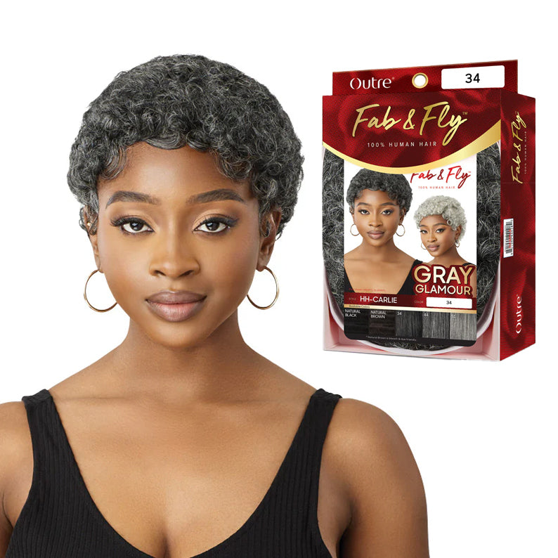 OUTRE Fab & Fly Gray Glamour 100% Human Hair Full Wig - CARLIE