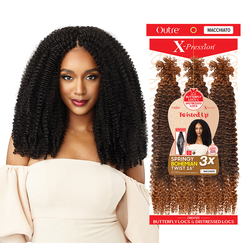 OUTRE X-Pression Twisted Up Crochet Braids 3X - SPRINGY BOHEMIAN TWIST 16"