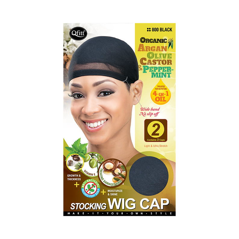 M&M QFITT Stocking Wig Cap 2pcs [ORGANIC] [BLACK] #800