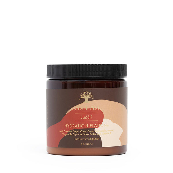 Jar of As I Am Hydration Elation Intensive Conditioner 8 oz brown tub for deep moisturizing hair care