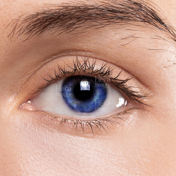 LIZ blue color contact lenses shown on eye for natural vivid iris enhancement