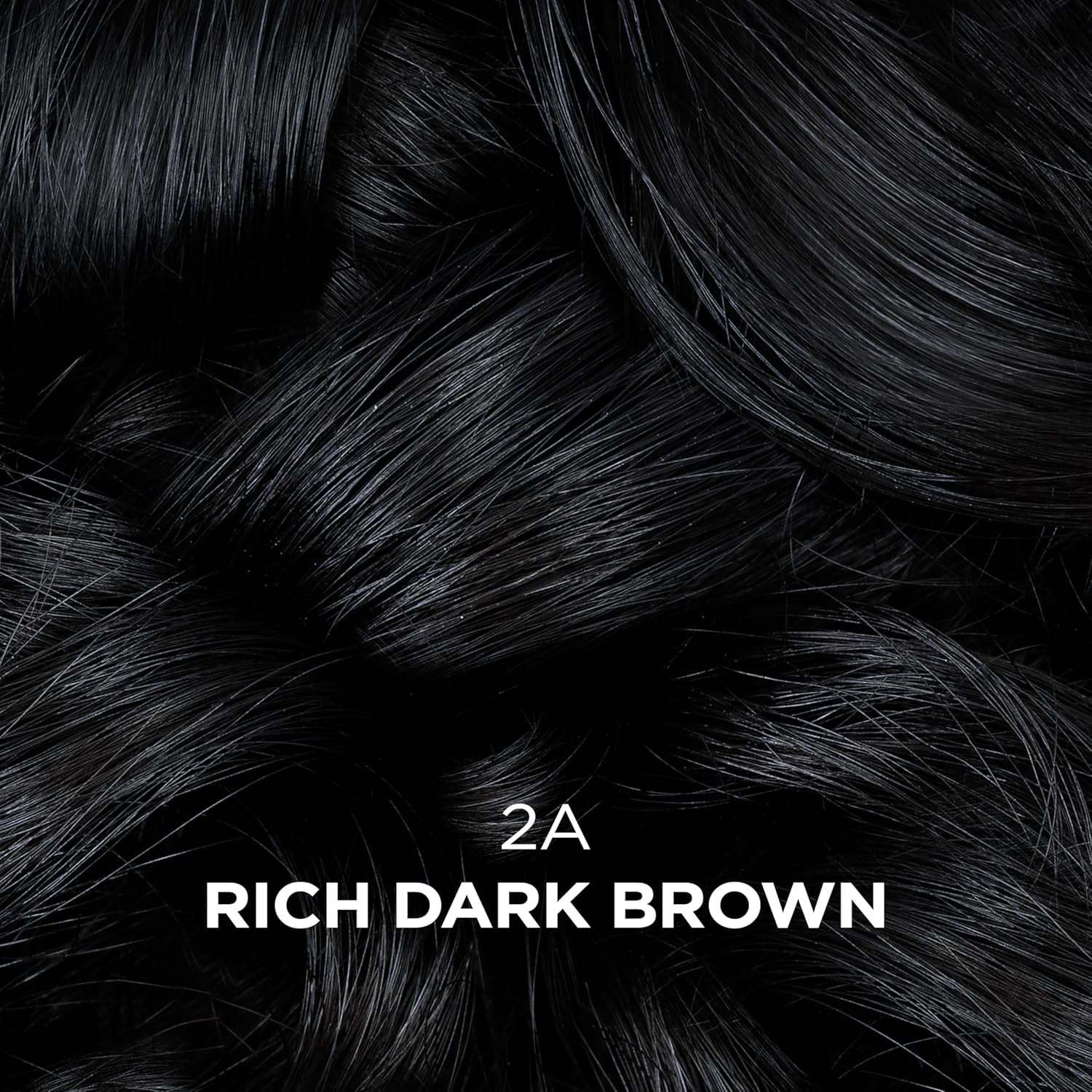 BEAUTIFUL COLLECTION 2A Rich Dark Brown glossy hair swatch showing texture semi permanent hair color for gray hair