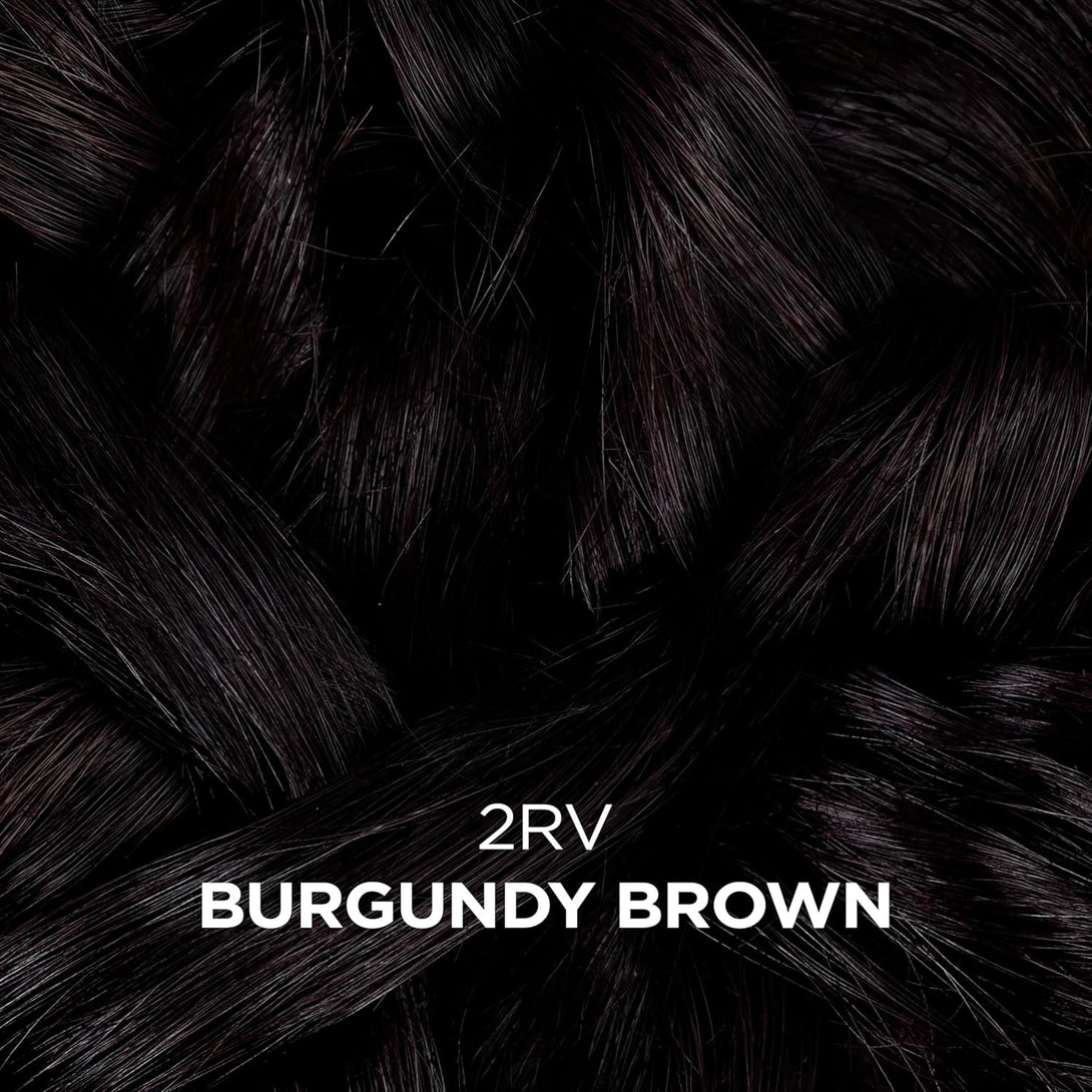 BEAUTIFUL COLLECTION 2RV Burgundy Brown hair swatch close up semi permanent hair color for gray hair