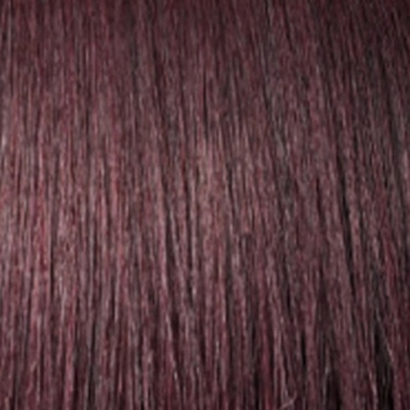 OUTRE long wavy ponytail extension in deep burgundy color with smooth texture