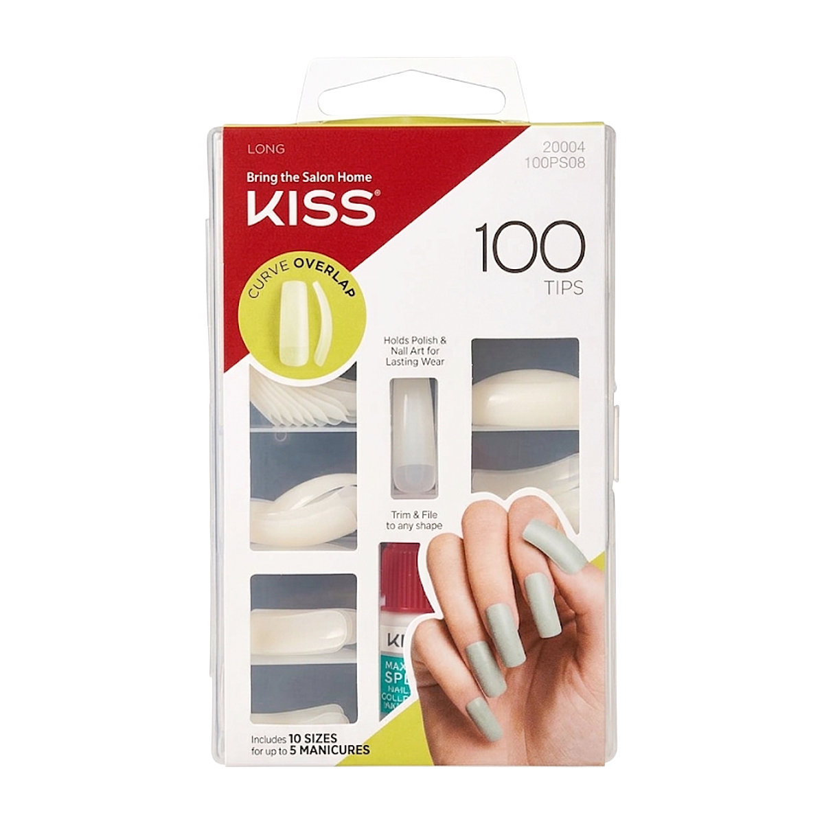 Acrylic Plain Nails 100 Tips [Curve Overlap] #100PS08