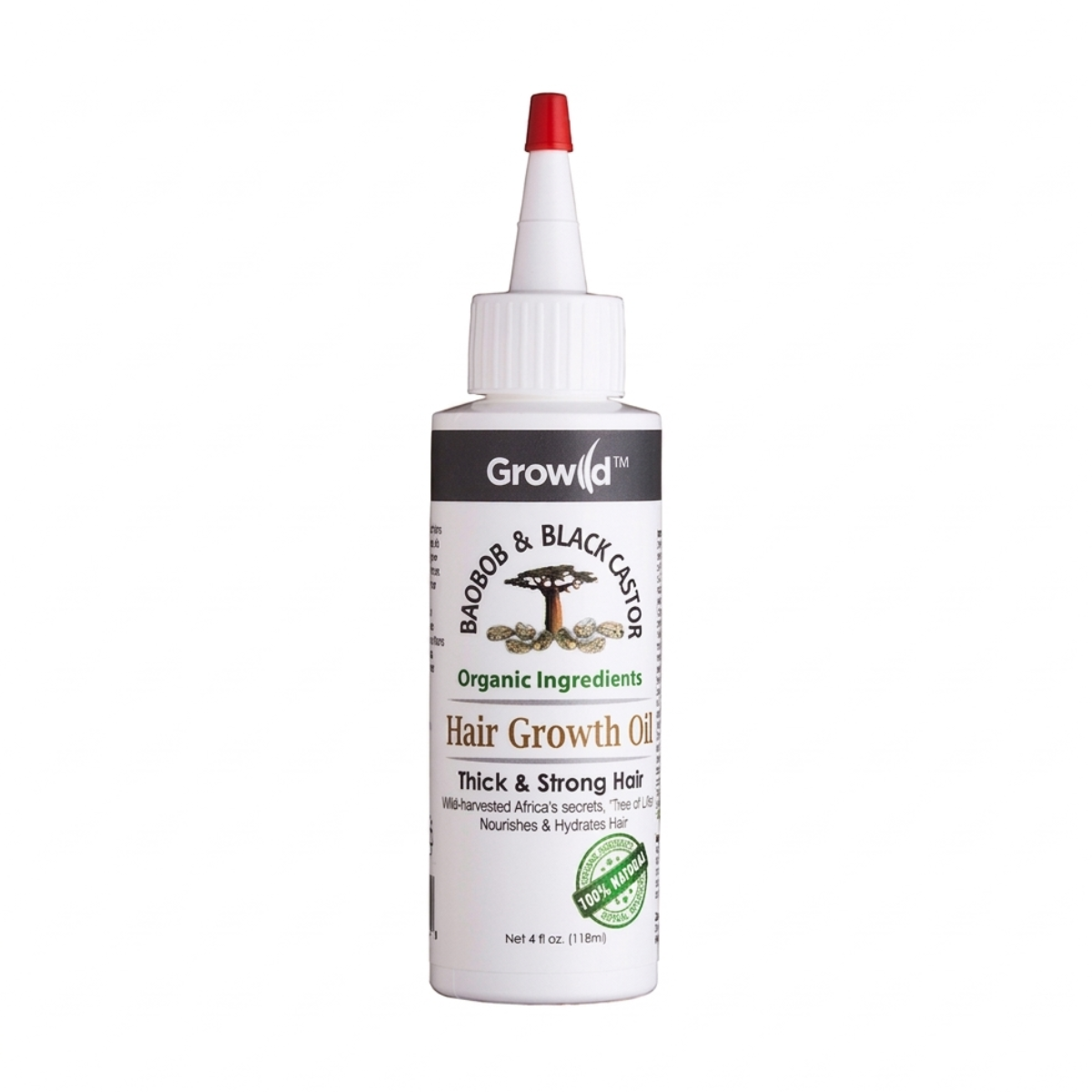 By Natures Growild Huile de Croissance Capillaire [Baobab & Ricin Noir] 4oz