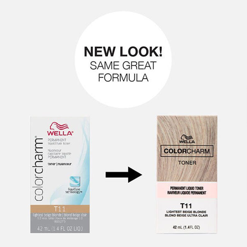 Wella permanent liquid hair toner boxes showing new packaging with same formula in blonde shades